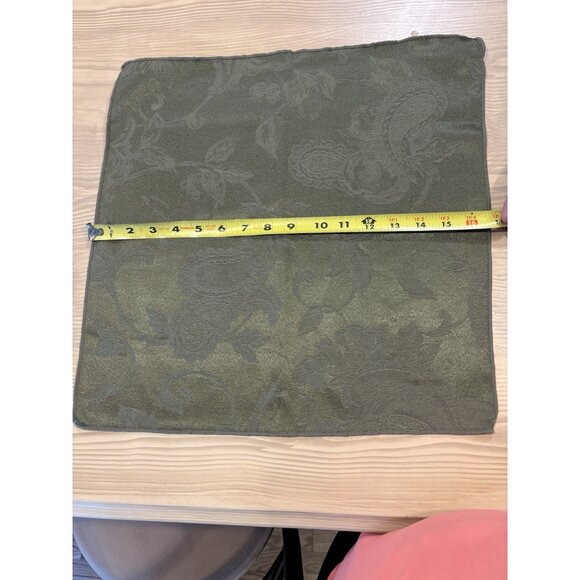 Set - 4 Olive Green Paisley Polyester Napkins Monochromatic Mediterranean Color - Picture 5 of 5